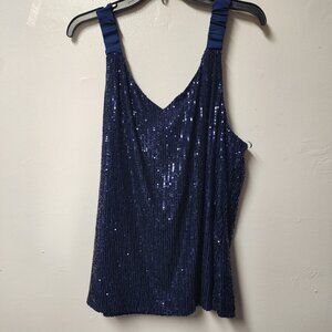 Vince Camuto classic navy embellished tank top sparkle XL NWT